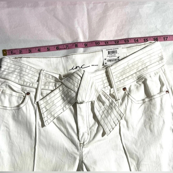 INC INTERNATIONAL CONCEPTS TIE-WAIST CULOTTE PANTS, WHITE, Size 12 - Picture 7 of 13